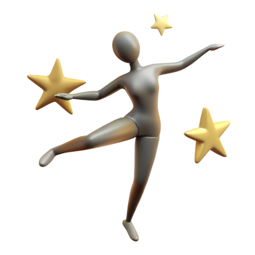 beautiful artistic 3D Render Dancing Figure with Stars 4K png