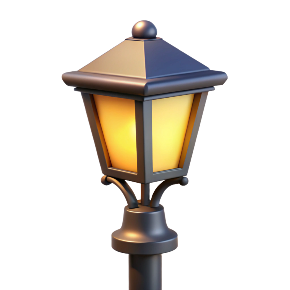 beautiful creative Illuminated 3D Lamppost Illustration premium png