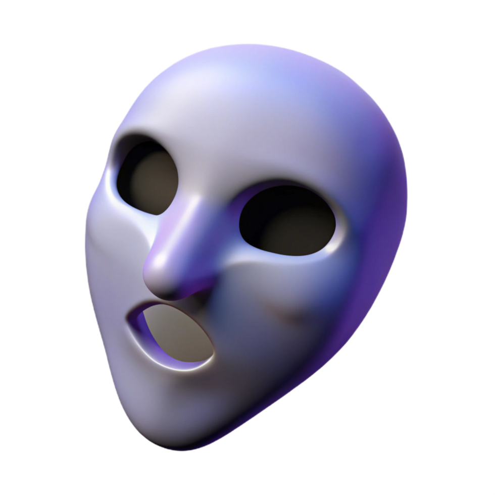 dramatic rustic 3D Render of a Surprised Mask exclusive png