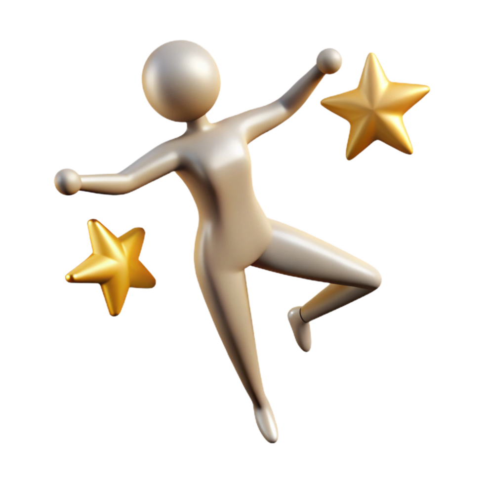 impressive abstract 3D Render Joyful Figure Reaching for Stars professional png