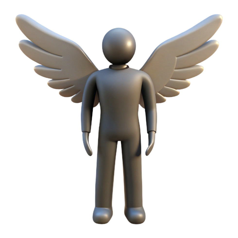 elegant rustic 3D Angel Figure with Wings Illustration detailed png
