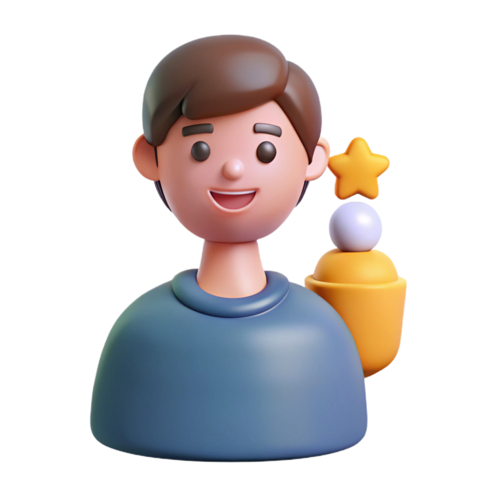 beautiful rustic 3D Cartoon Boy Illustration Achieving Success original png
