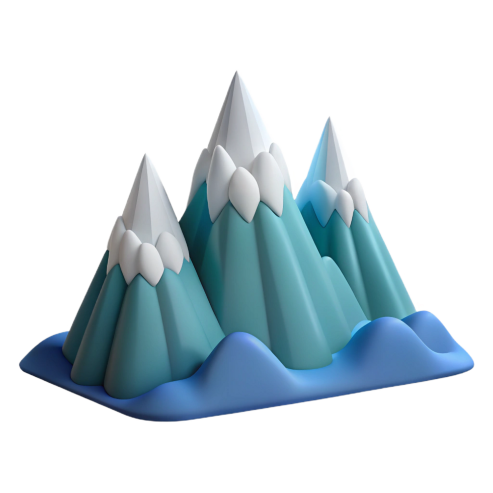 serene minimalist Cartoon 3D Mountain Range Illustration high quality png