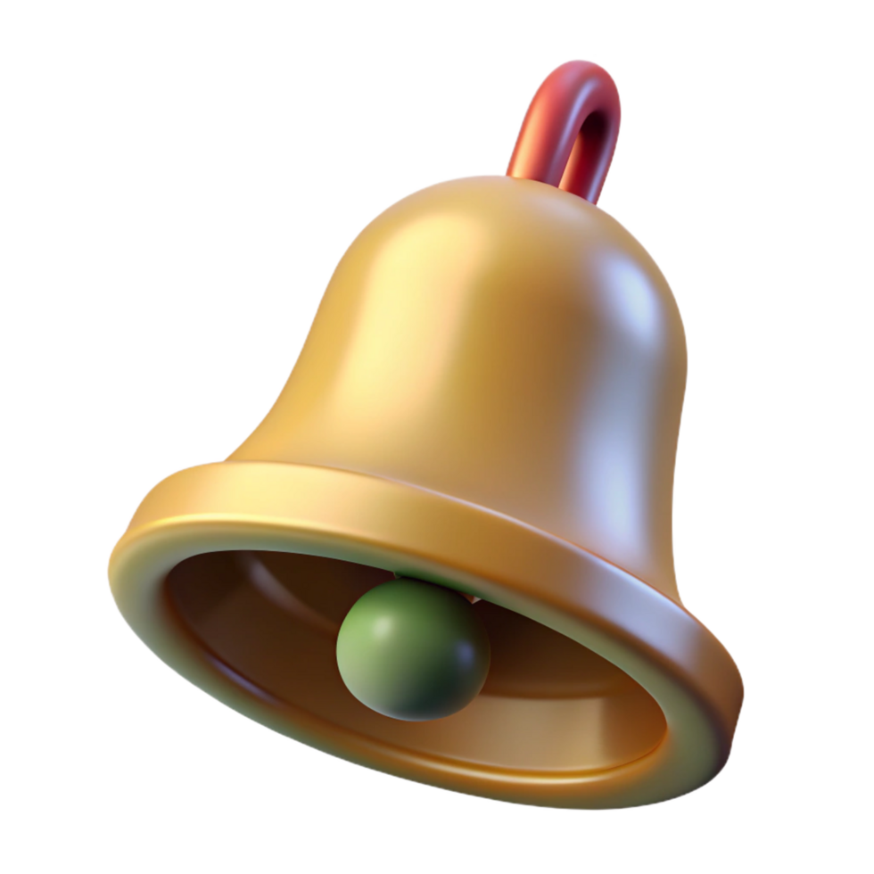 stunning minimalist 3D Render Golden Bell Icon high quality png