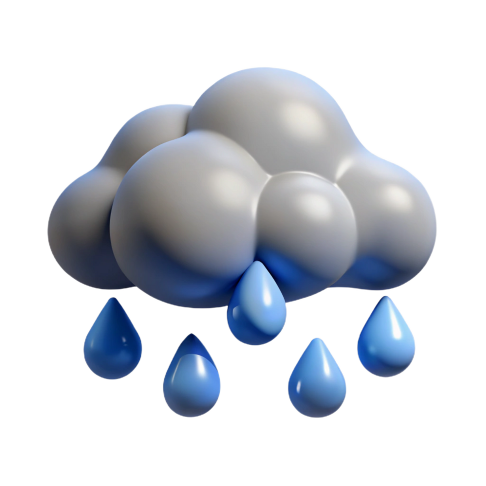 elegant contemporary 3D Rainy Cloud Illustration high resolution png