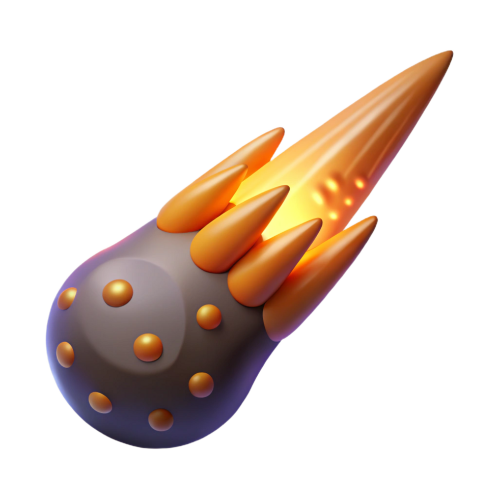 wonderful classic Fiery Comet 3D Render 4K png