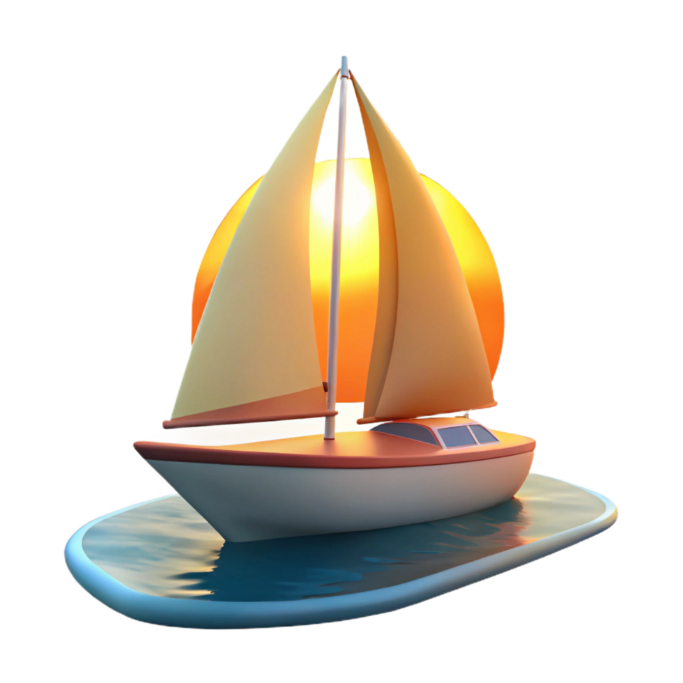 serene modern Sunset Sailboat 3D Render professional png