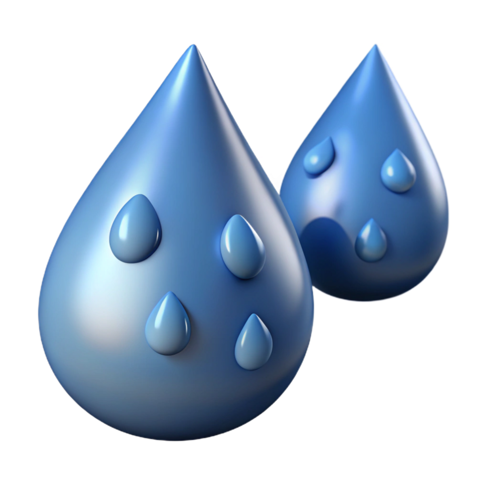 serene abstract 3D Render Blue Water Drops Illustration premium png