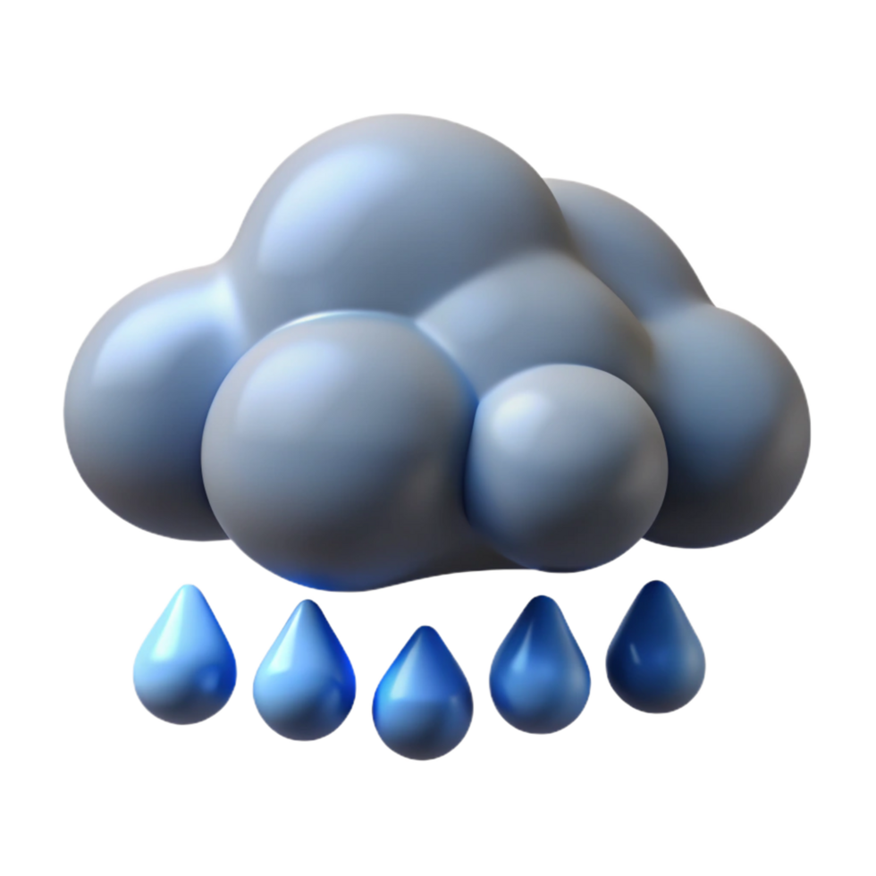 extraordinary artistic 3D Rainy Cloud Illustration professional png