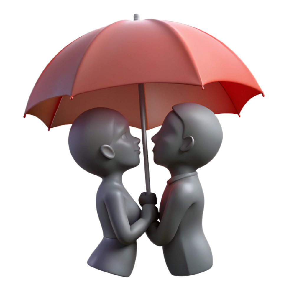 serene classic 3D Render Couple Under Umbrella 4K png