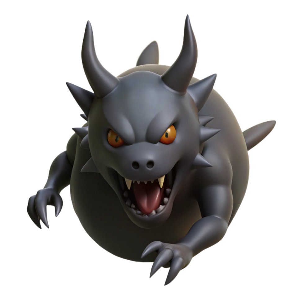 impressive minimalist 3D Render of a Grotesque Cartoon Dragon professional png