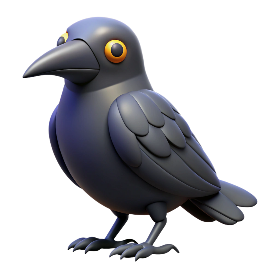 impressive modern Cartoon Crow 3D Render authentic png