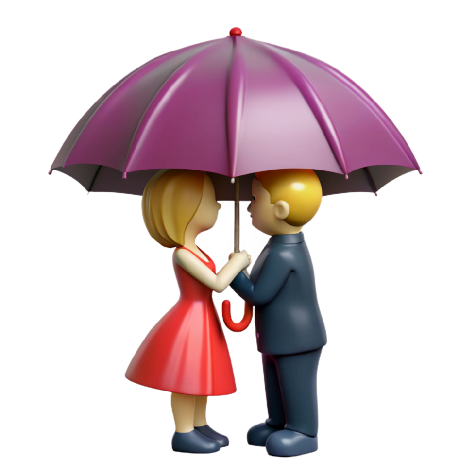 dramatic classic 3D Render Couple Under Umbrella high quality png