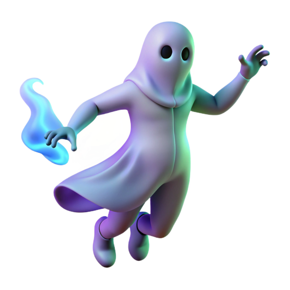 extraordinary rustic 3D Ghost Illustration, Flying Spirit detailed png