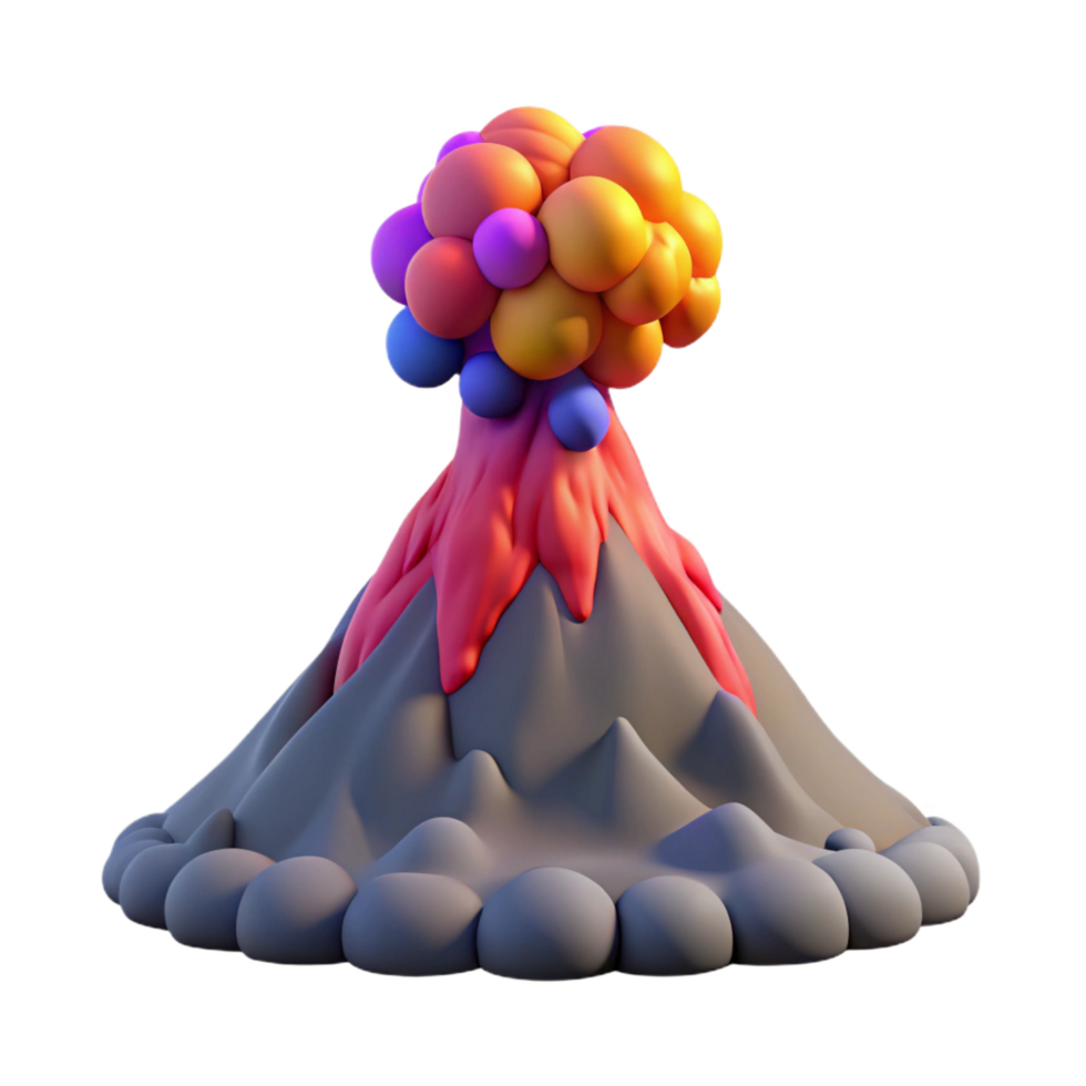 dramatic abstract Colorful Volcano 3D Illustration genuine png