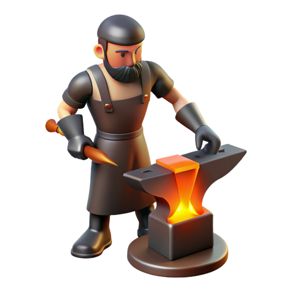 serene rustic Blacksmith 3D Render Anvil, Tools, Craft authentic png