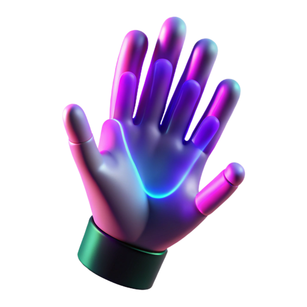extraordinary traditional Neon Hand 3D Render premium png