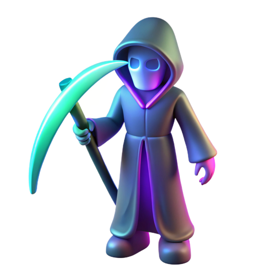 impressive vintage 3D Grim Reaper Illustration authentic png