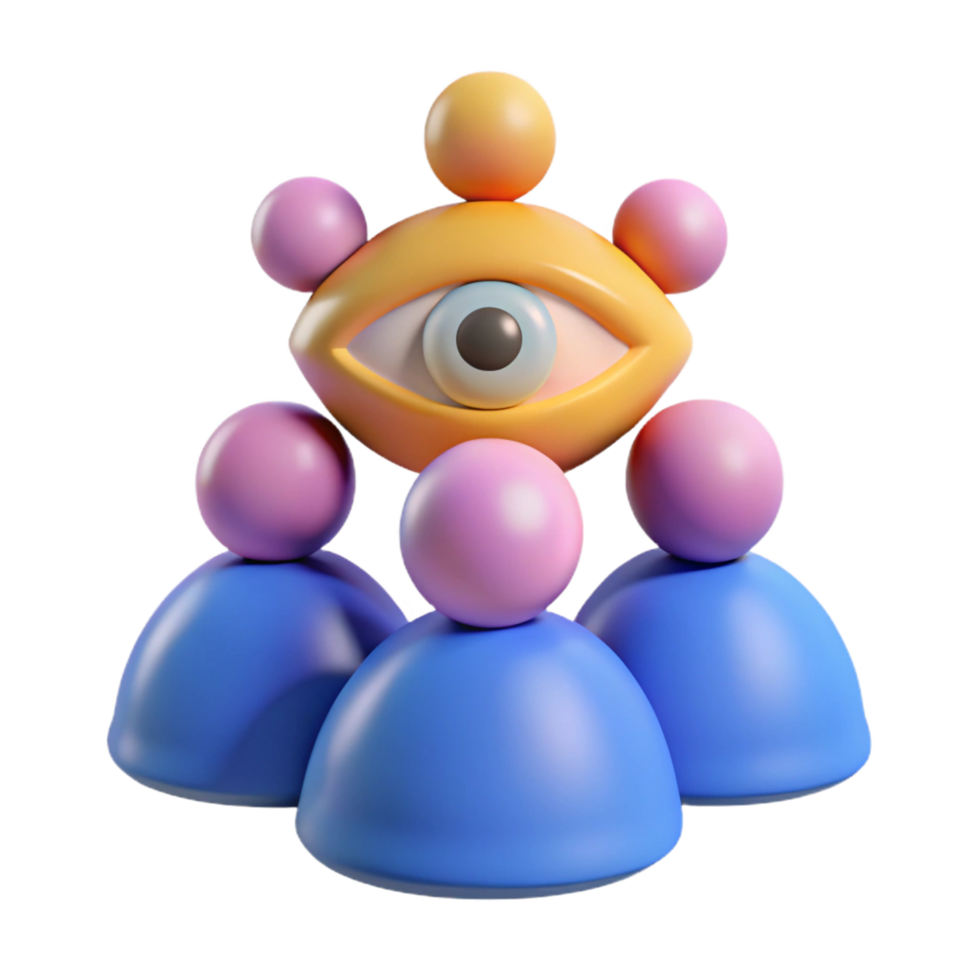 serene minimalist 3D Abstract Illustration Surveillance, Group, Vision, Community, Observation, Collective, Eye, Abstract Art, Data, Privacy 4K png
