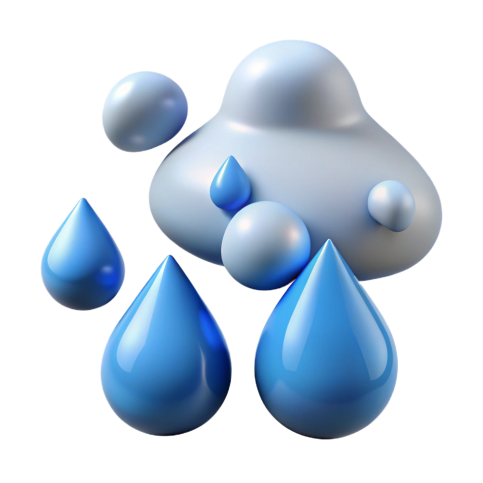 elegant rustic 3D Rainy Cloud Illustration professional png