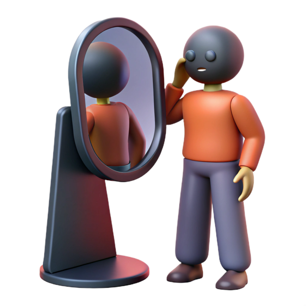 dramatic modern 3D Illustration Self Reflection Mirror Image genuine png