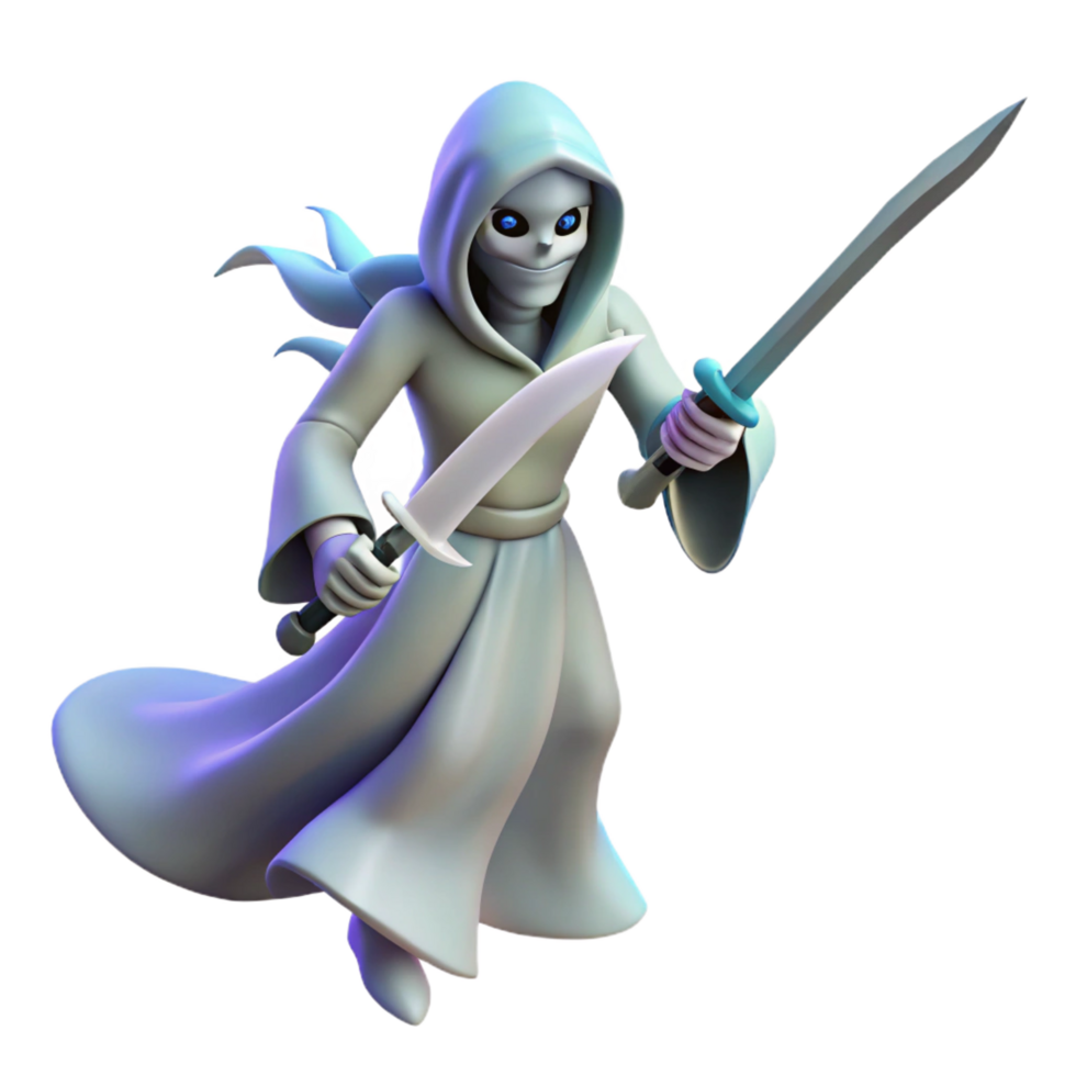 stunning rustic 3D Render Ghostly Figure with Swords genuine png