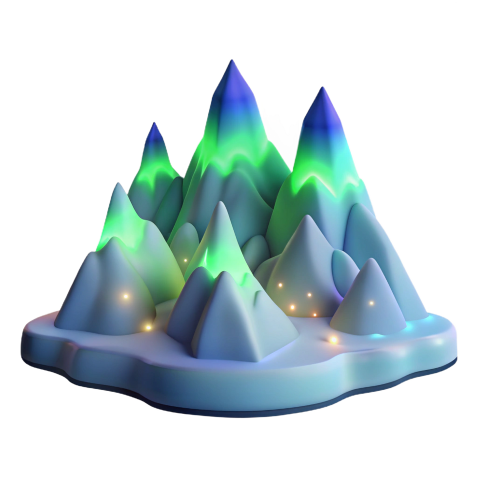 elegant modern Glowing 3D Mountain Range Illustration high resolution png