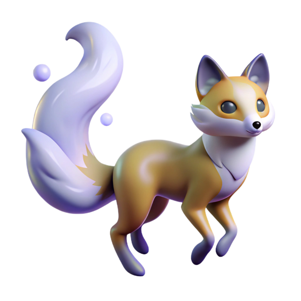 stunning traditional 3D Render of a Cute Cartoon Fox high resolution png