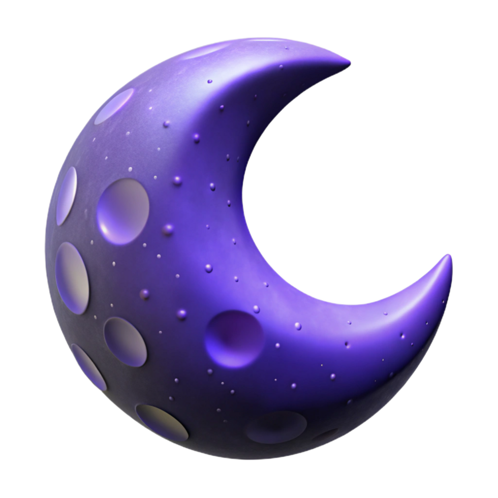 stunning contemporary Purple Crescent Moon 3D Render high quality png