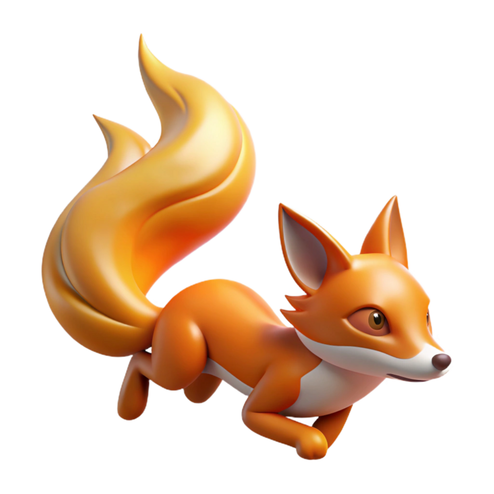 extraordinary artistic Playful 3D Fox Illustration detailed png
