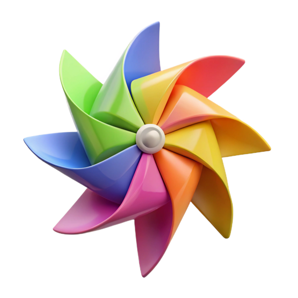 dramatic classic Rainbow Pinwheel 3D Render authentic png