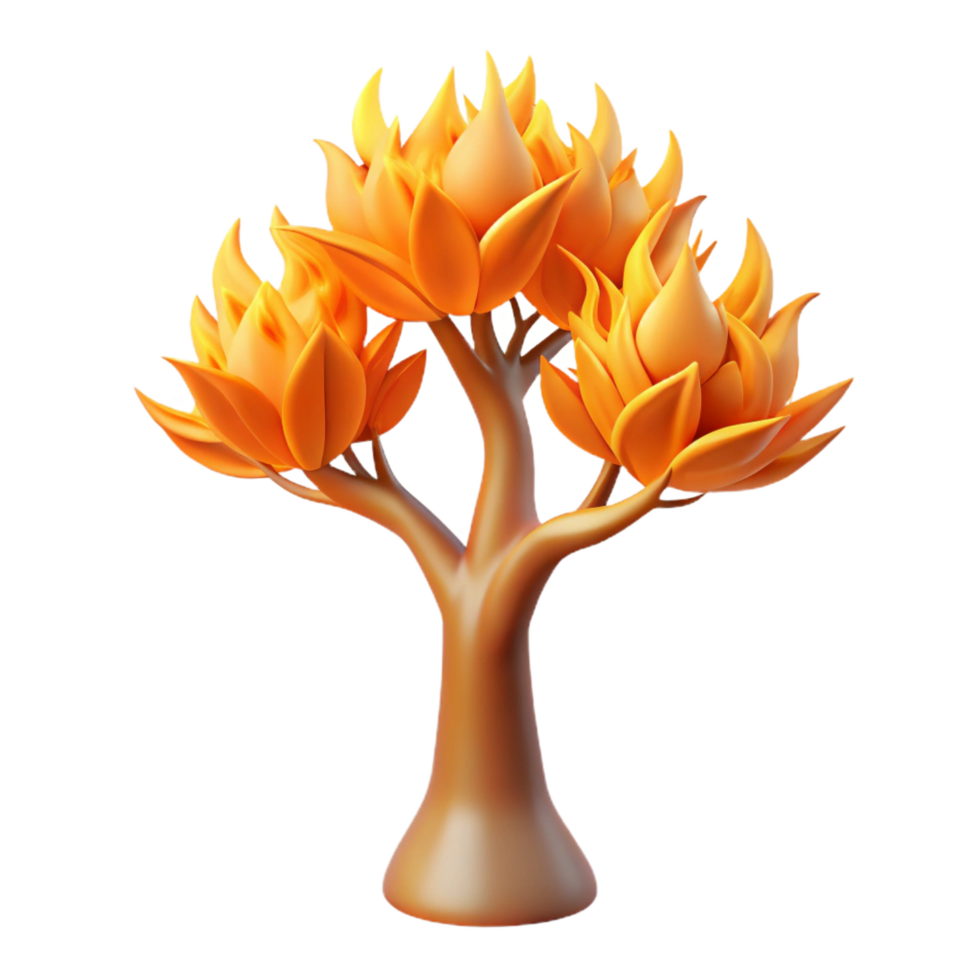 serene creative Fiery Bloom 3D Tree Illustration exclusive png