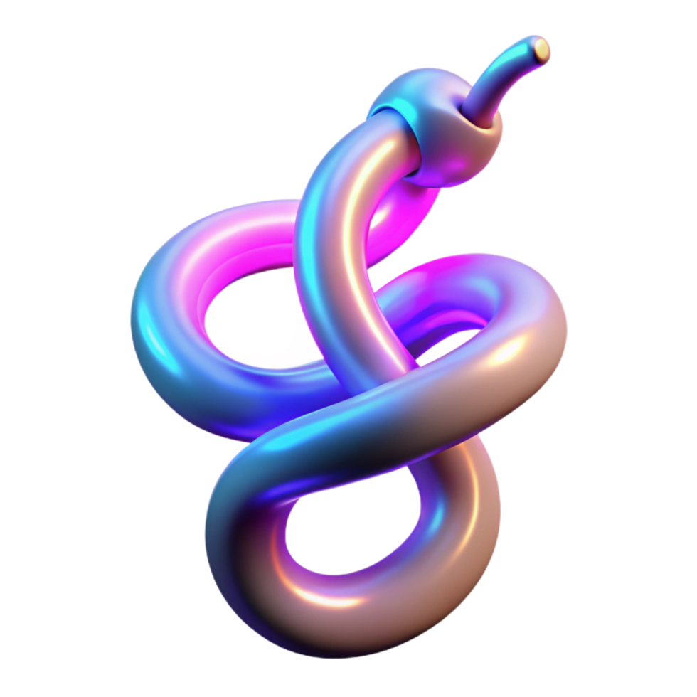wonderful modern Abstract 3D Render of a Twisted, Iridescent Tube premium png