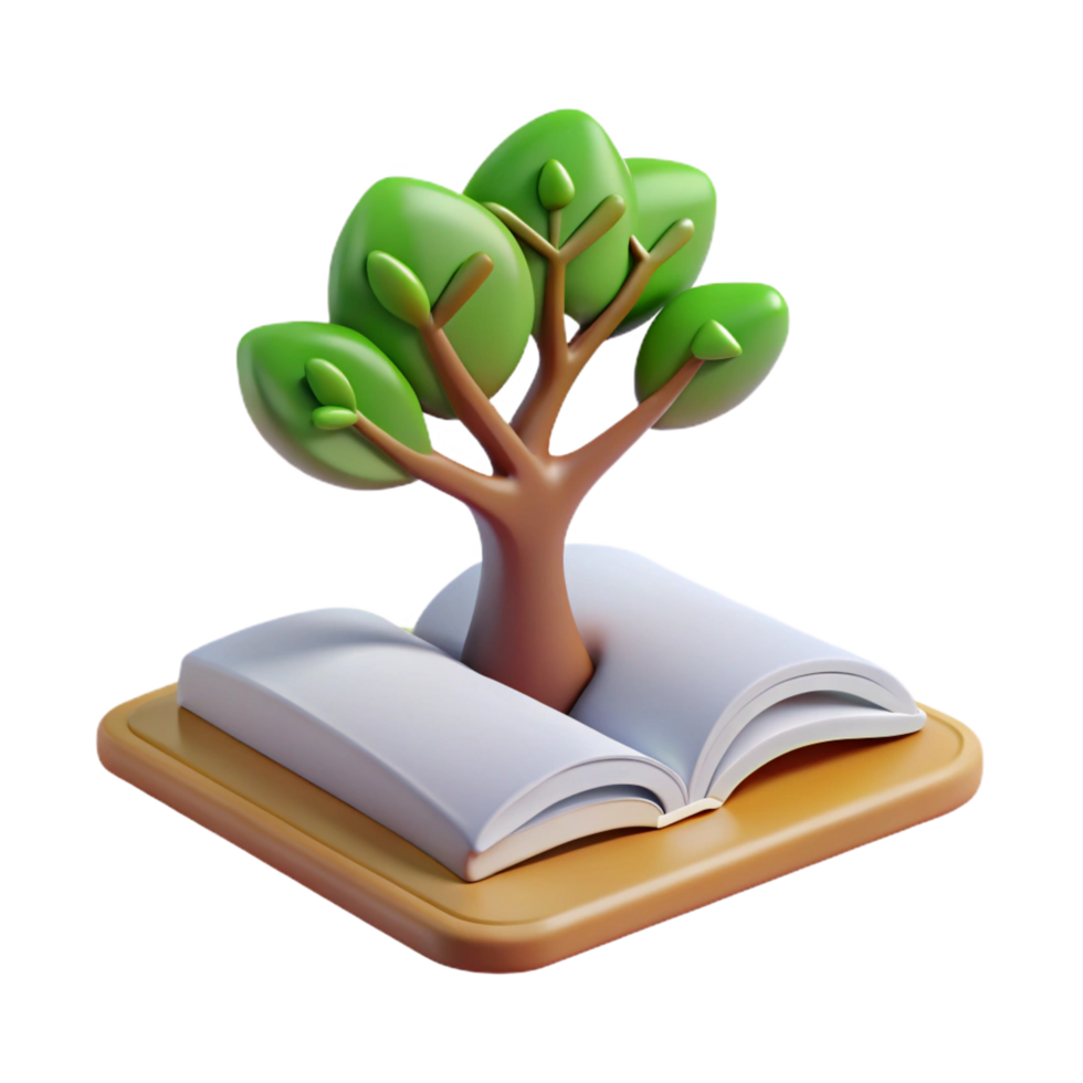 dramatic traditional 3D Render Tree Growing from Book original png