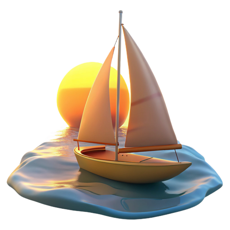 stunning vintage Sunset Sailboat 3D Render professional png