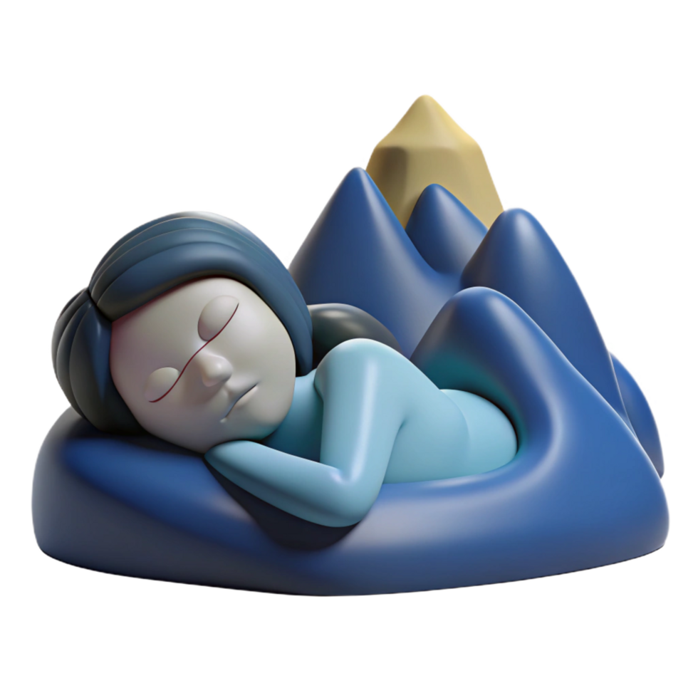 magnificent minimalist Sleeping Girl 3D Render Illustration professional png
