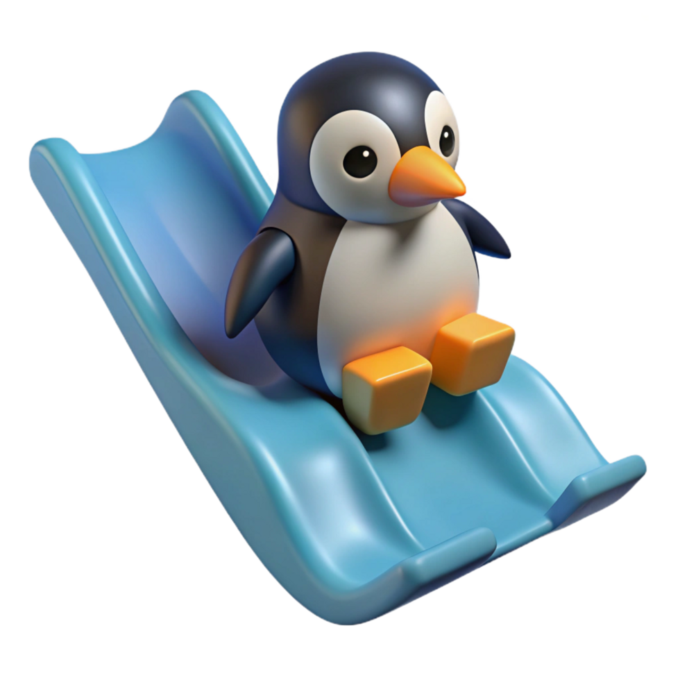 stunning modern Cute Penguin 3D Render on Slide genuine png