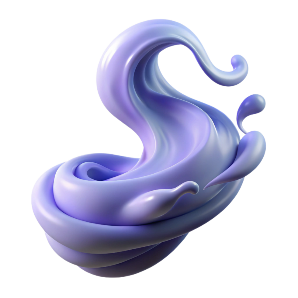 vibrant minimalist Lavender Liquid Swirl 3D Render professional png