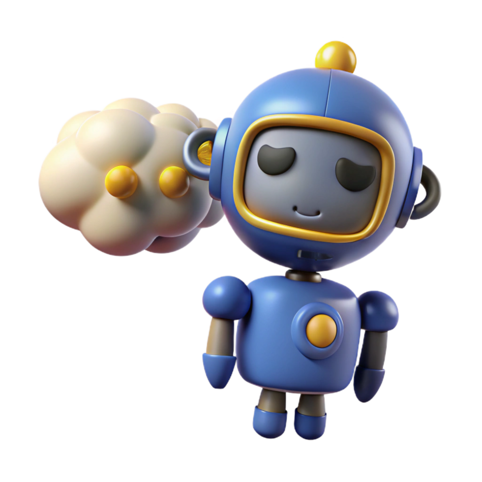 magnificent abstract Cute 3D Robot Illustration with Cloud high resolution png