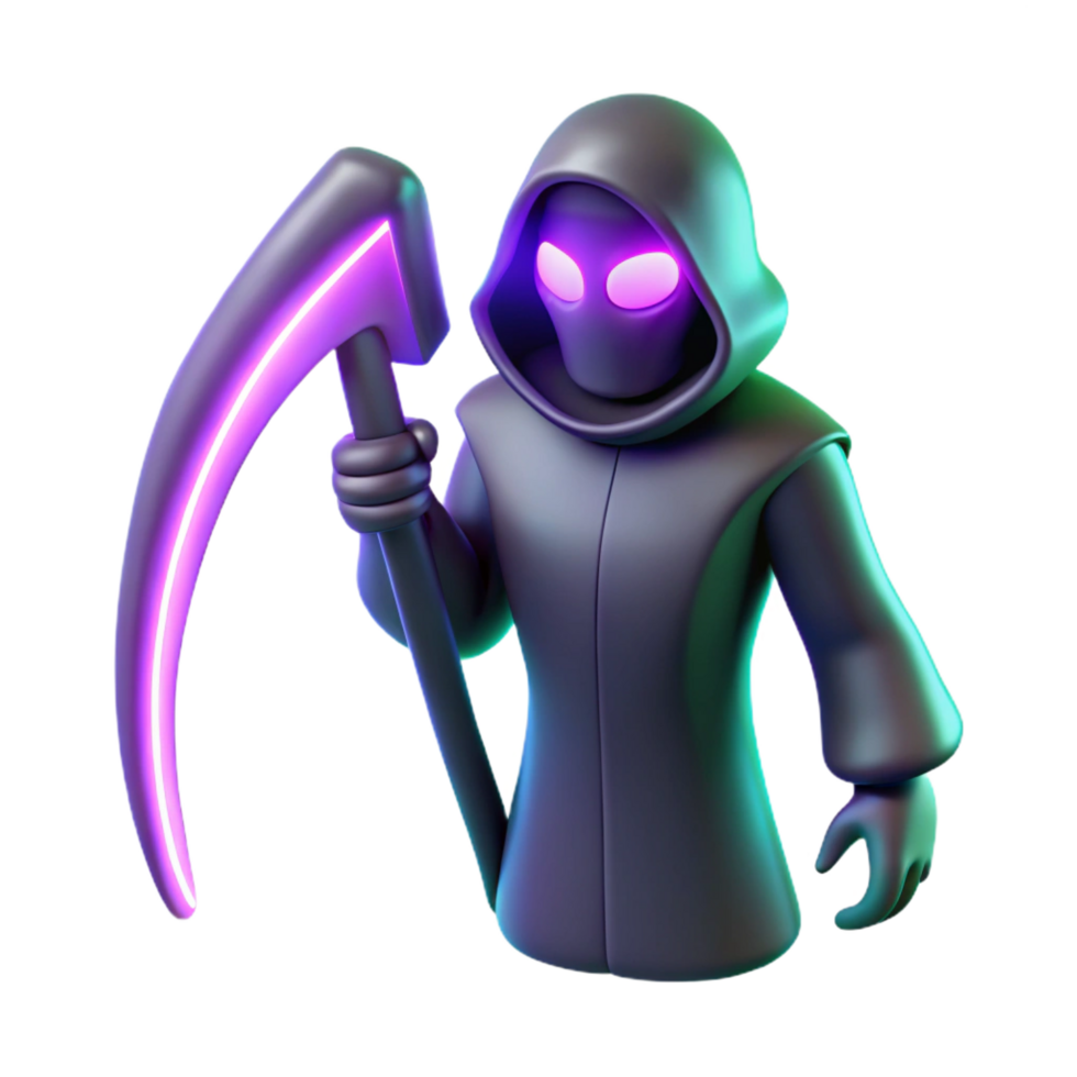 stunning contemporary Grim Reaper 3D Render high resolution png