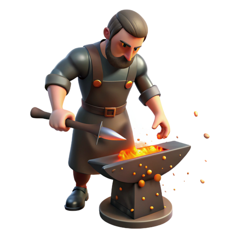 wonderful traditional Blacksmith 3D Render authentic png