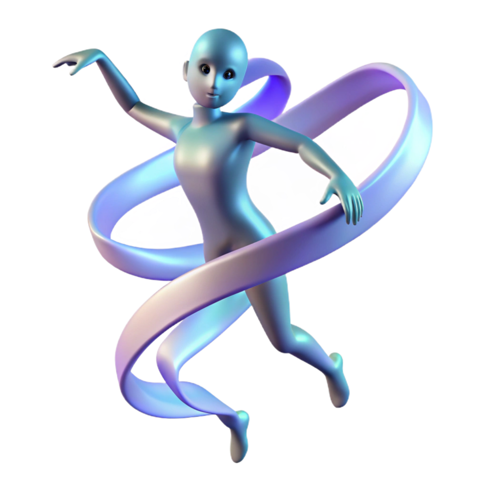 stunning contemporary 3D Render of Abstract Figure with Ribbon authentic png