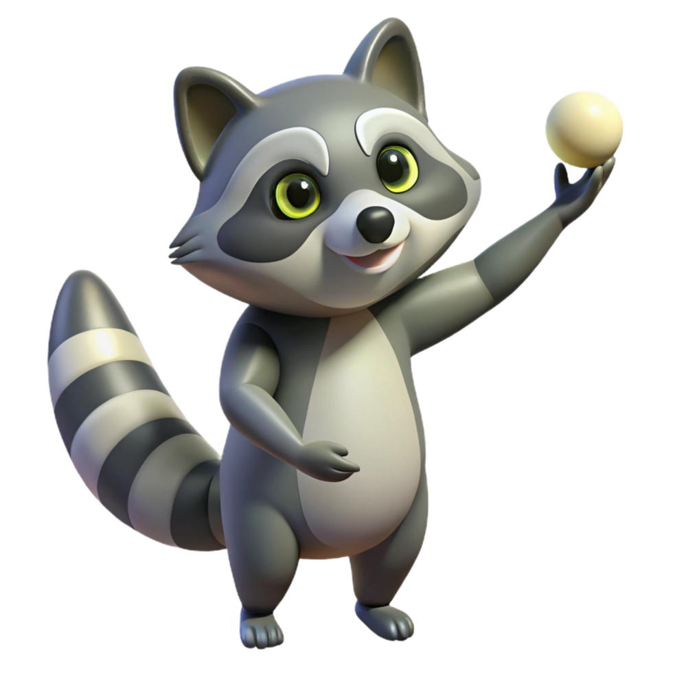 vibrant creative Cute Raccoon 3D Render professional png