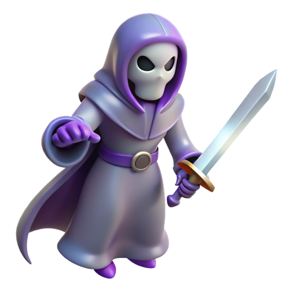 extraordinary traditional Purple Hooded Figure 3D Render genuine png