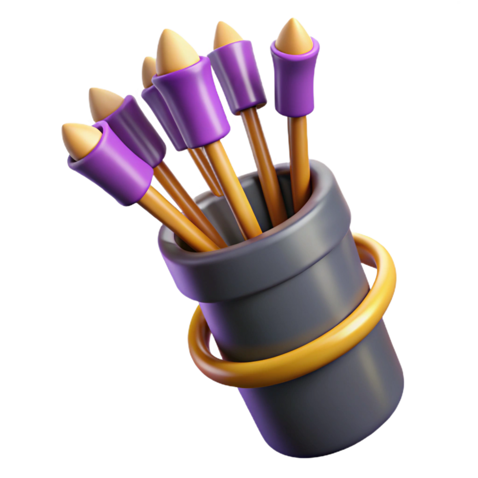 serene minimalist 3D Render Quiver Arrows Illustration original png
