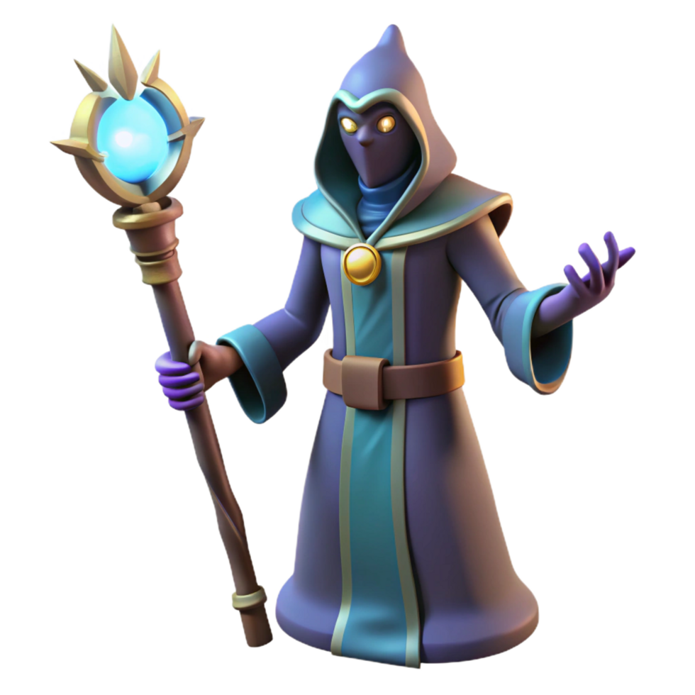 stunning classic 3D Render Wizard Fantasy Character 4K png