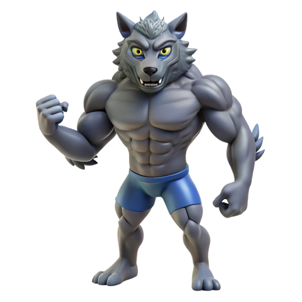wonderful classic Muscular Wolf 3D Render high resolution png