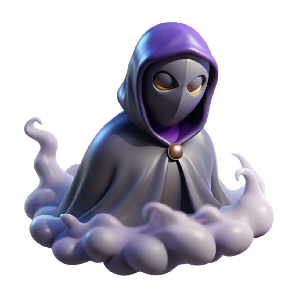 impressive vintage 3D Render Mysterious Hooded Figure detailed png