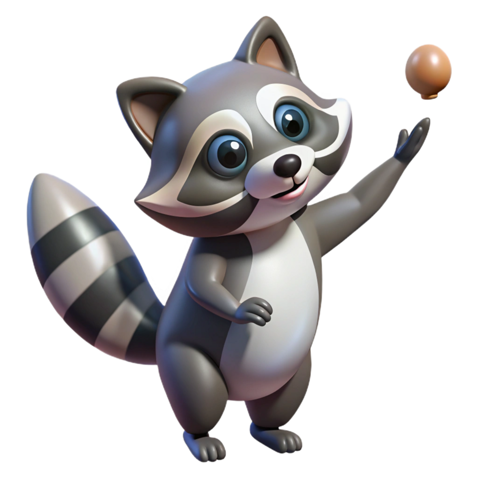 magnificent artistic Cute Raccoon 3D Render genuine png