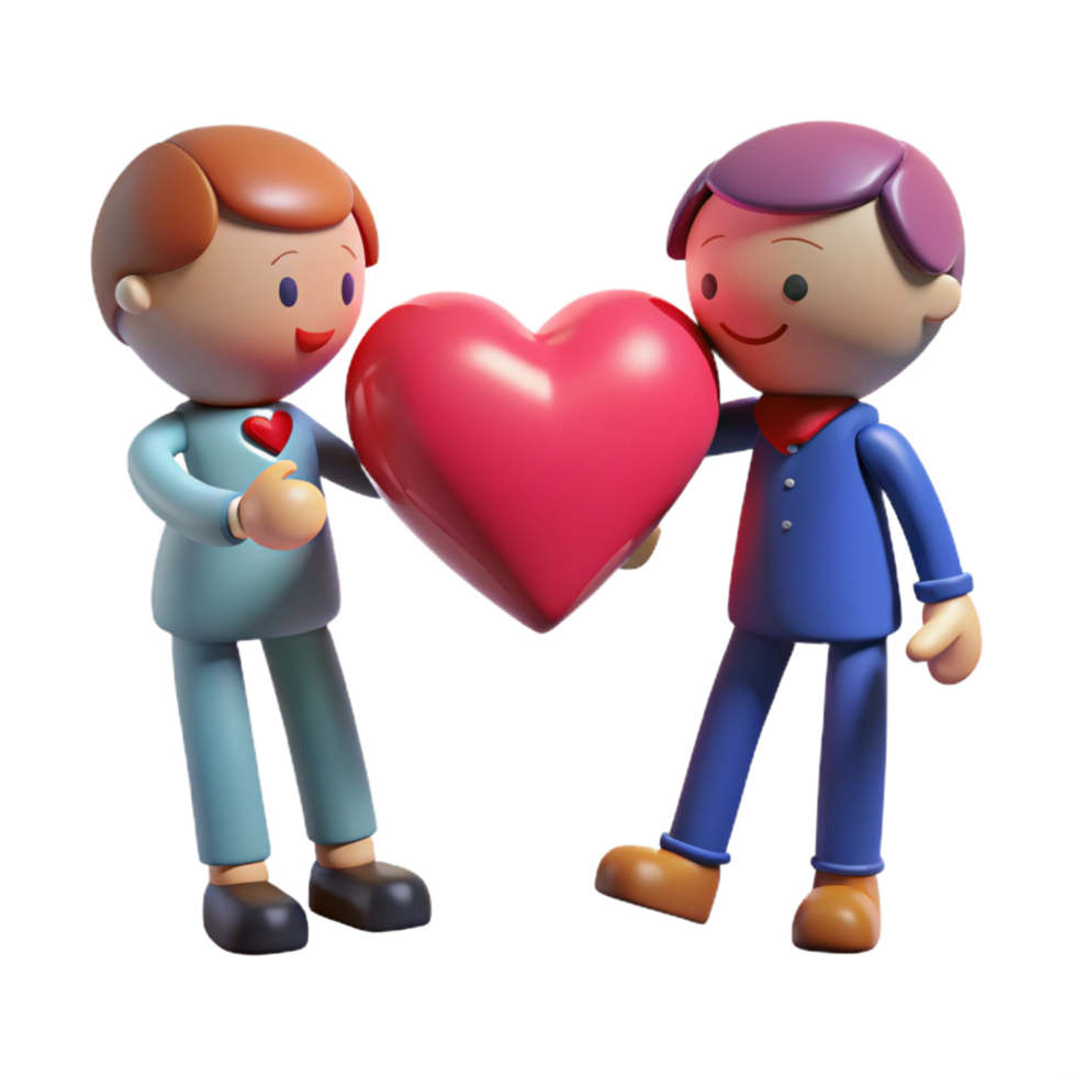magnificent vintage 3D Illustration Cartoon Couple Sharing Love Heart detailed png